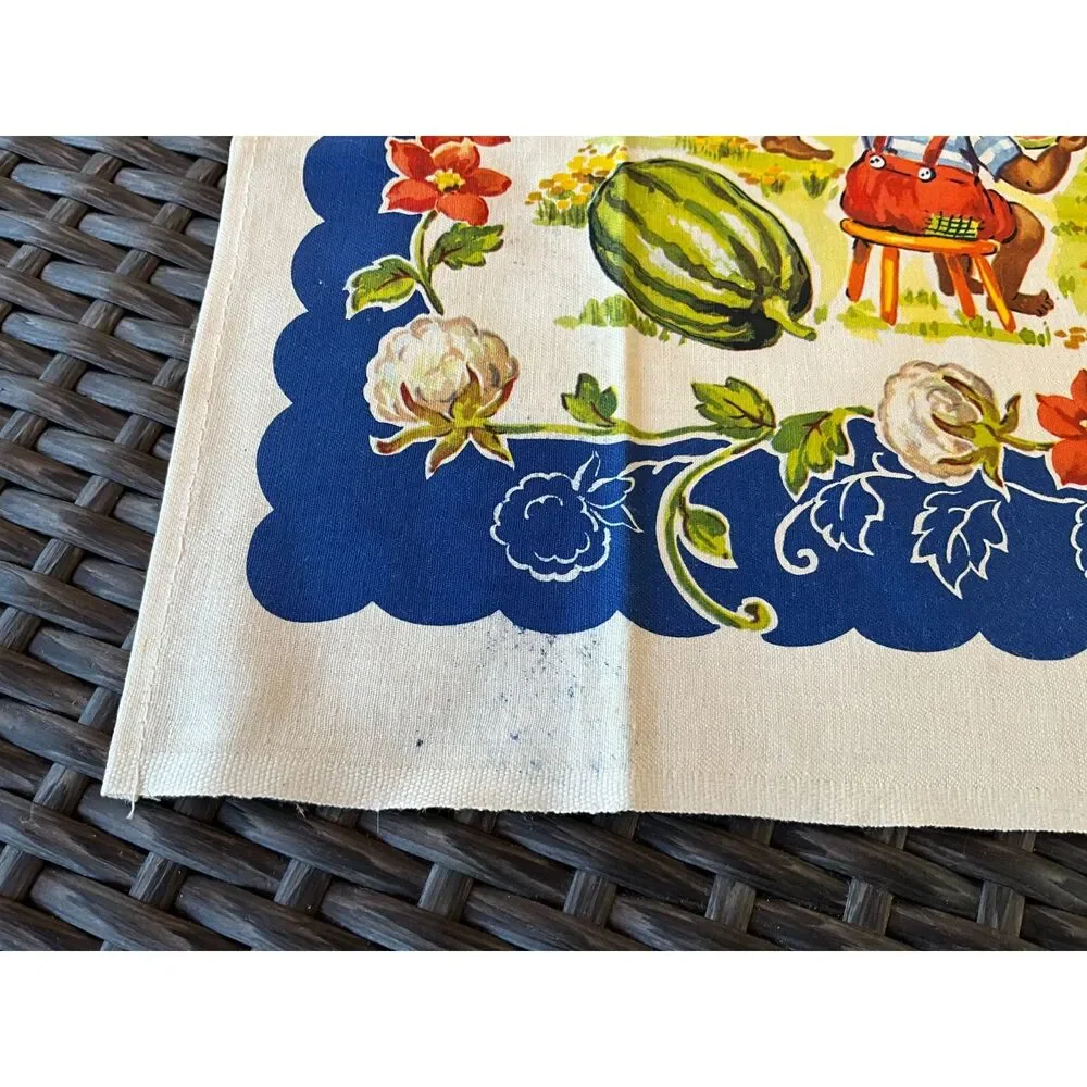 Vintage Black Americana Tea Towel Historical Collectible Cotton Kitchen Linen